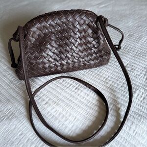 Quince Dark Brown Woven Crossbody Bag